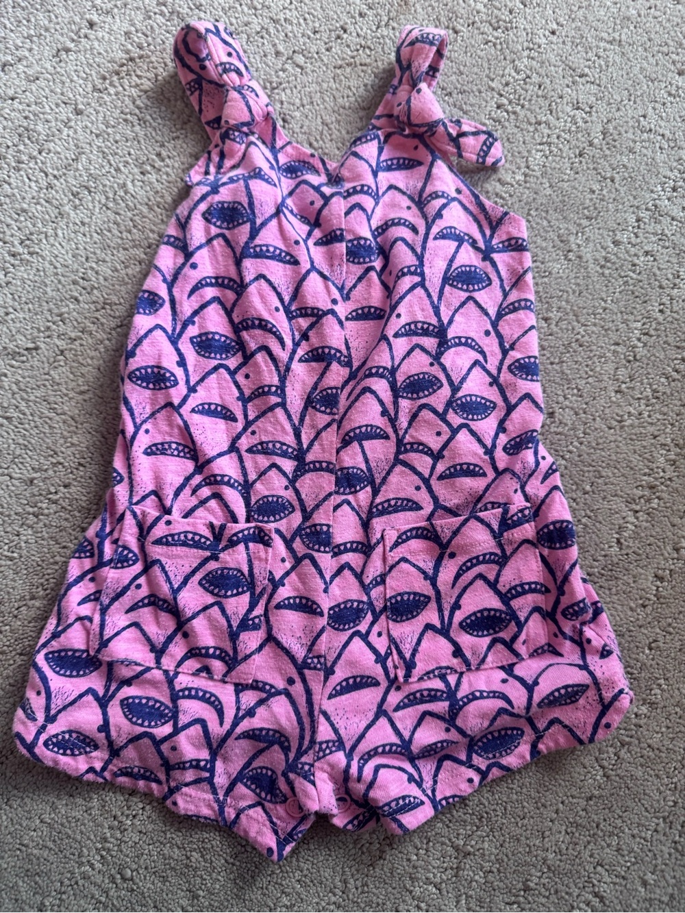 Cat & Jack Pink Romper with Navy Print